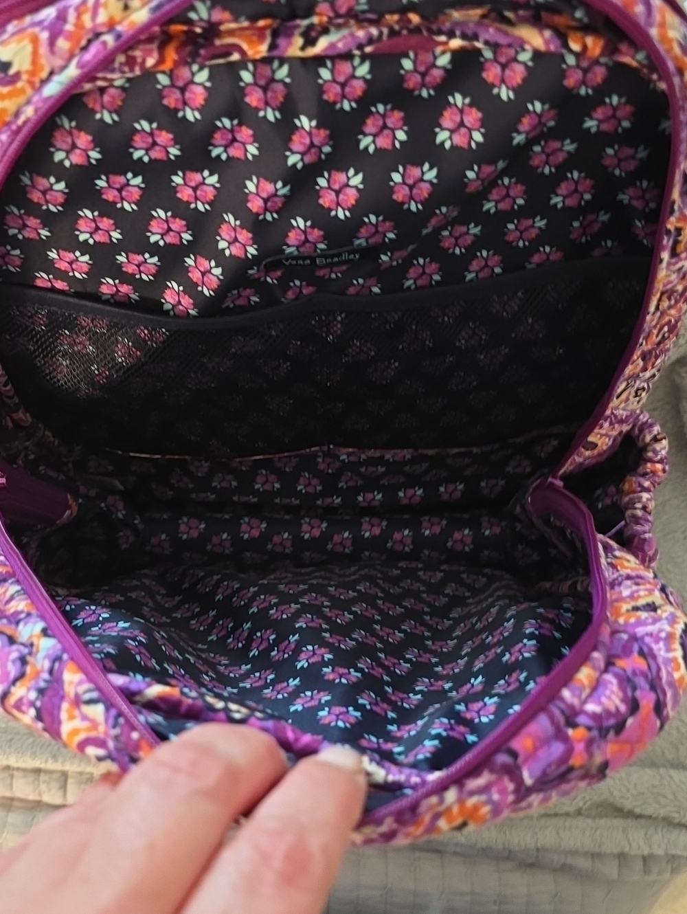 Vera Bradley Purple Paisley Quilted Backpack - Picture 6 of 8